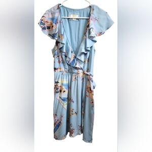 Maeve by Anthropologie tropical print faux wrap dress, size 10
